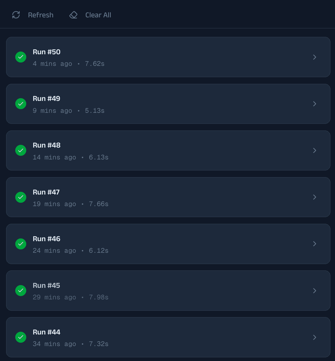 KeeperHub workflow runs panel showing successful scheduled executions